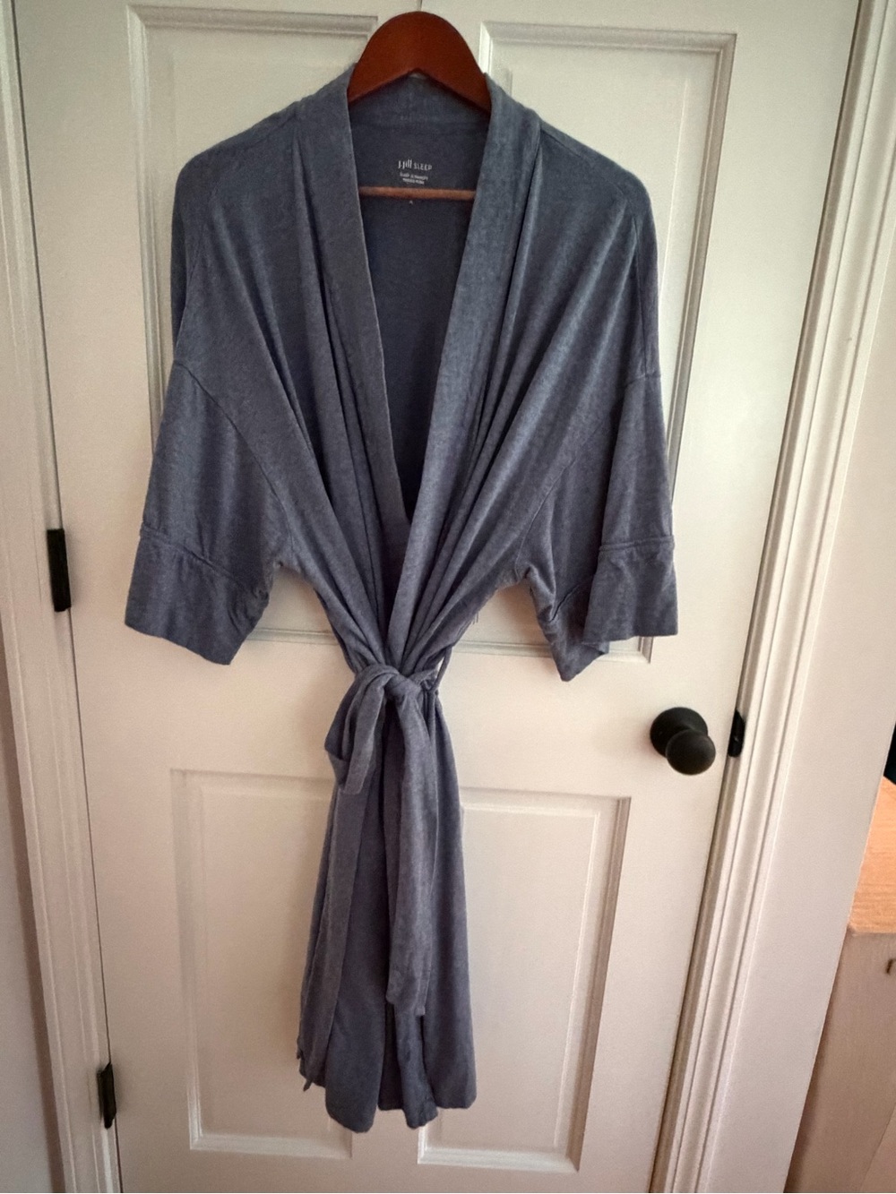 J. JILL Sleep Ultrasoft Kimono Robe Women’s Size XL Blue Cotton Blend Knit EUC!!